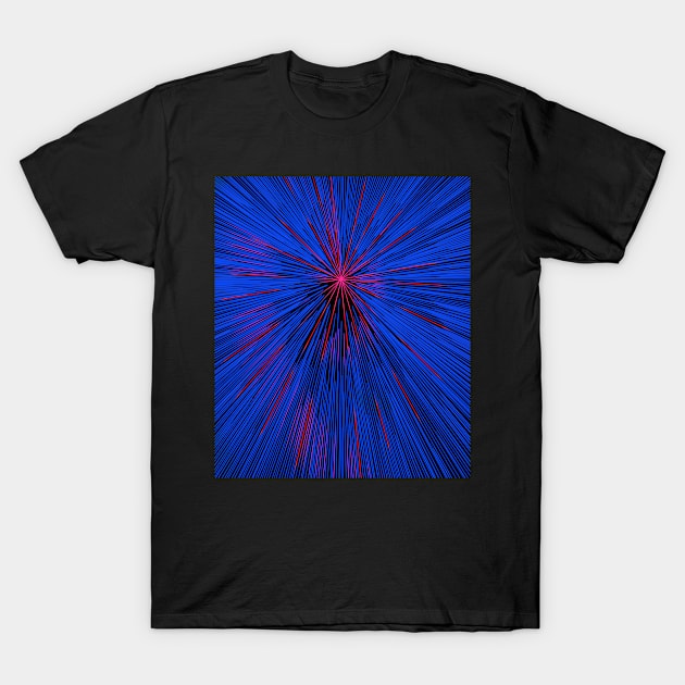 A colorful hyperdrive explosion - blue with neon red highlights version T-Shirt by DaveDanchuk